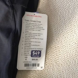 Brand NWT Lululemon Train Times Crop